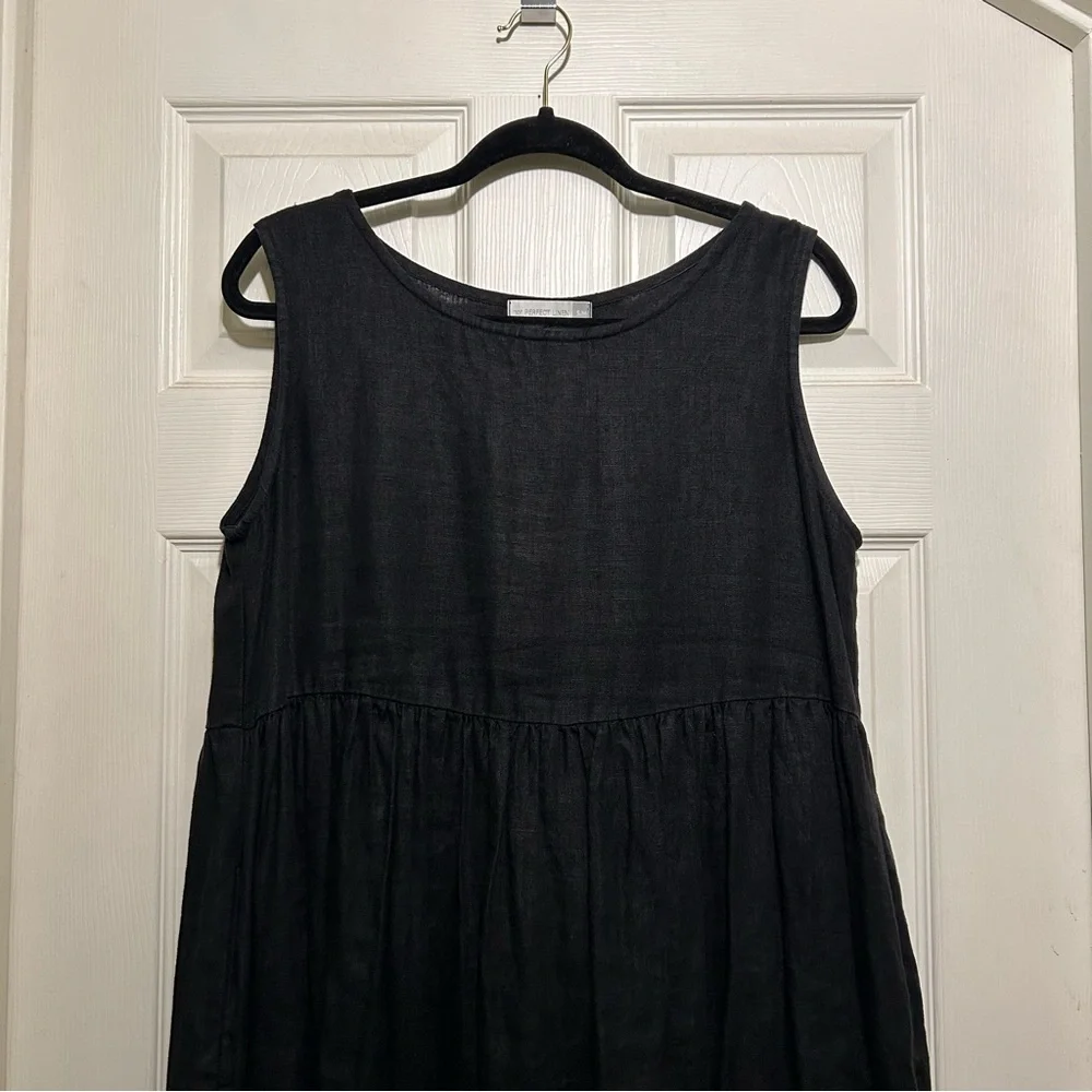 notPERFECTLINEN Black Linen Midi Dress - Picture 3 of 6